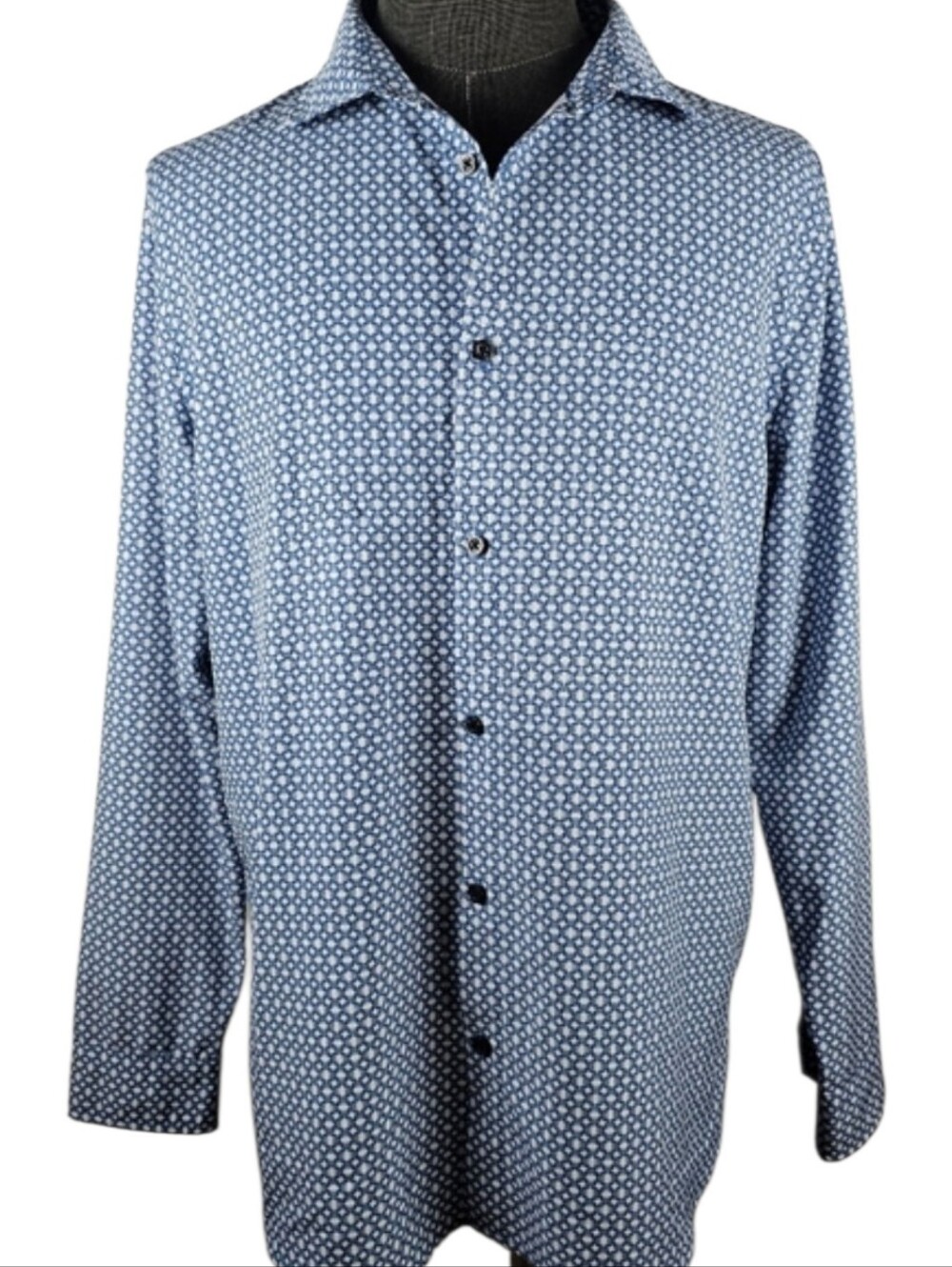 Karl Lagerfeld Paris Men's Blue Long Sleeve Button Down Business Casual Size L